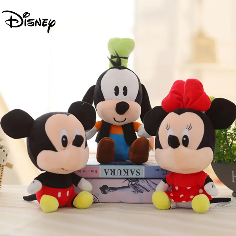 25 см милый Дисней Микки Маус Минни плюшевые игрушки животные куклы с шапкой
