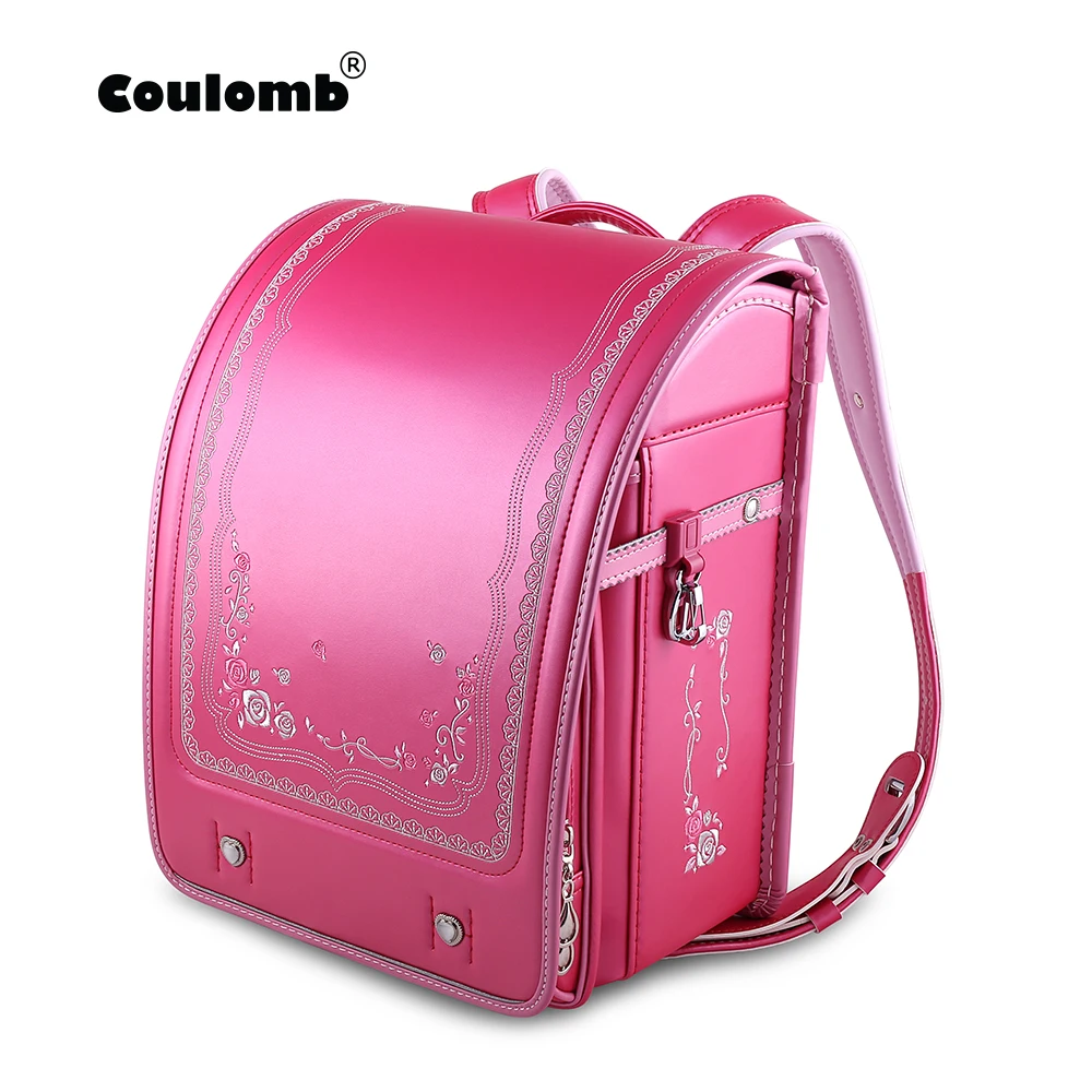 Coulomb 2021 High Quality Flower Patteren Embroidery Japanese Backpack Spine Protection Breathable Kid Children Randoseru рюкзак