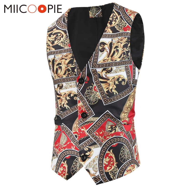 Мужской деловой жилет без рукавов с принтом пейсли в британском стиле