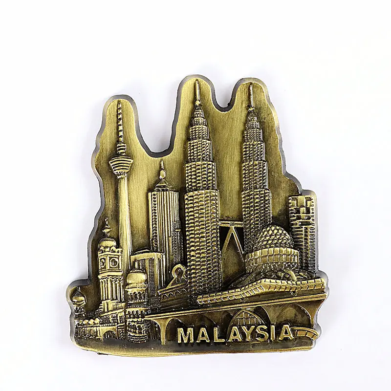 Malaysia Twin Towers Магнит на холодильник сувенирное украшение Франция Великобритания Германия США Нью-Йорк Индия Металлическая магнитная наклейка на холодильник - Цвет: Malaysia Twin Towers