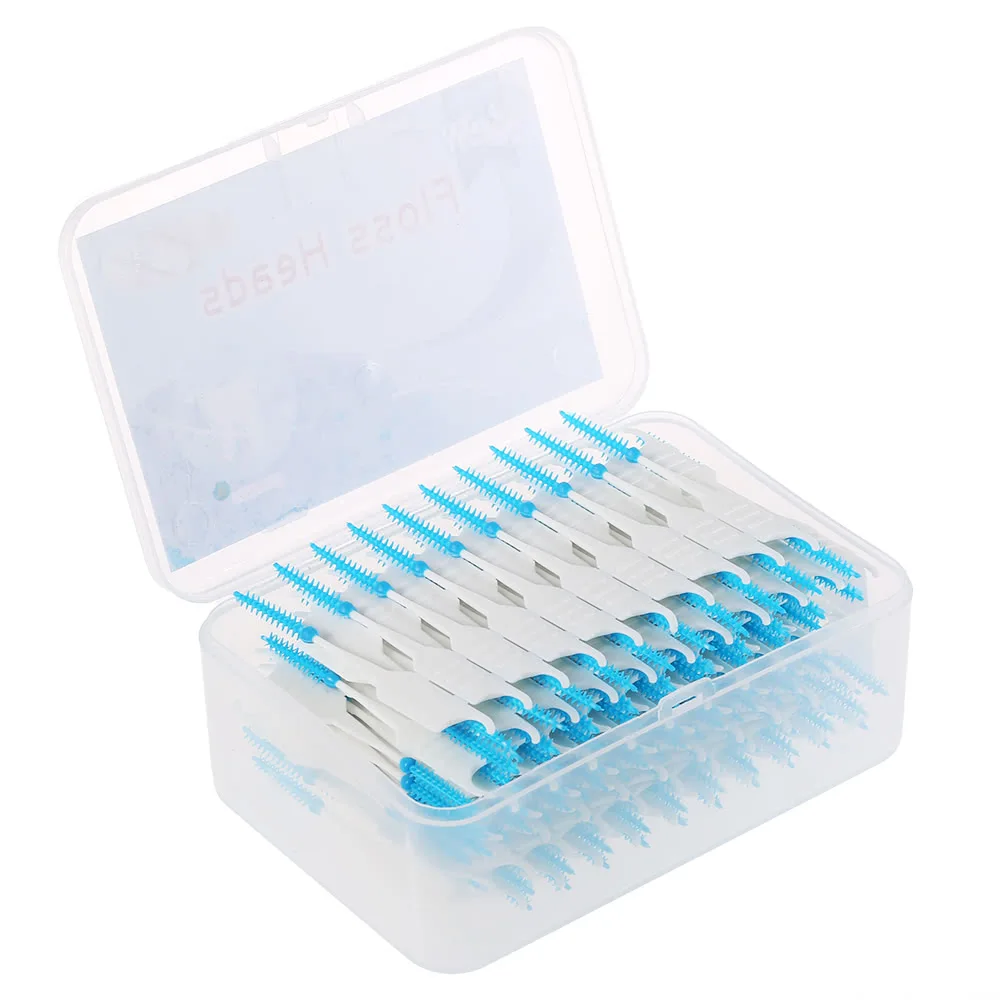 

200Pcs/Box Dental Floss Interdental Brush Teeth Stick Toothpick Soft Silicone Double-ended Tooth Picks Oral Care
