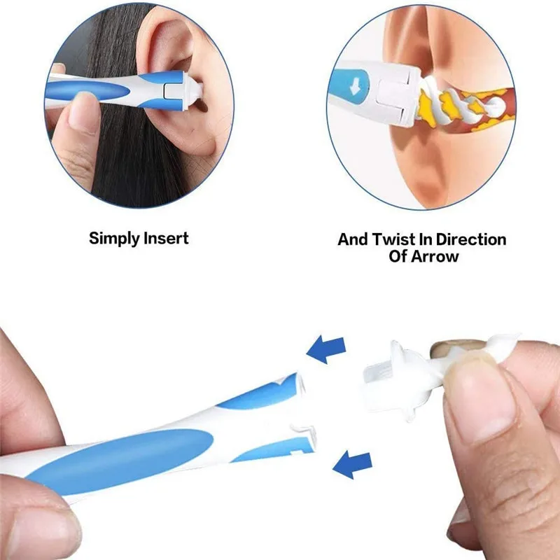Limpiador de o&iacute;dos para hombre y mujer, herramienta de extracci&oacute;n de cera de los o&iacute;dos con kit de limpieza, incluye bastoncillos de algod&oacute;n en espiral suave-4