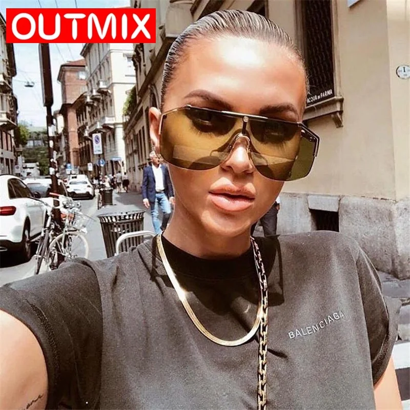 Хипстерские негабаритных солнцезащитных очков женские цельные солнцезащитные