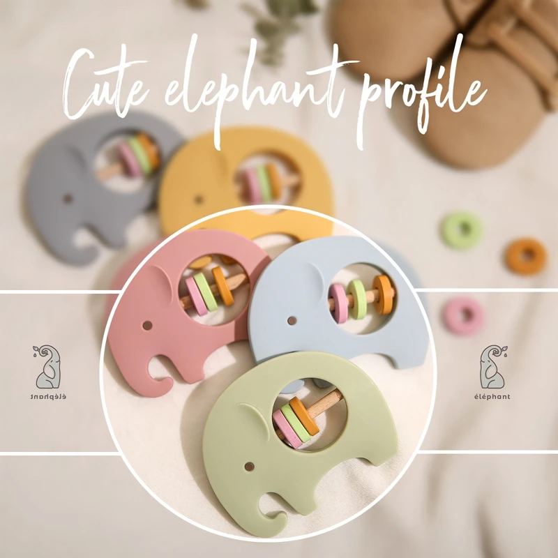 Baby Rattle 1PC Silicon Cartoon Elephant Teething Children Molar Toy Teether Brain Early Education Intensive Training - купить по