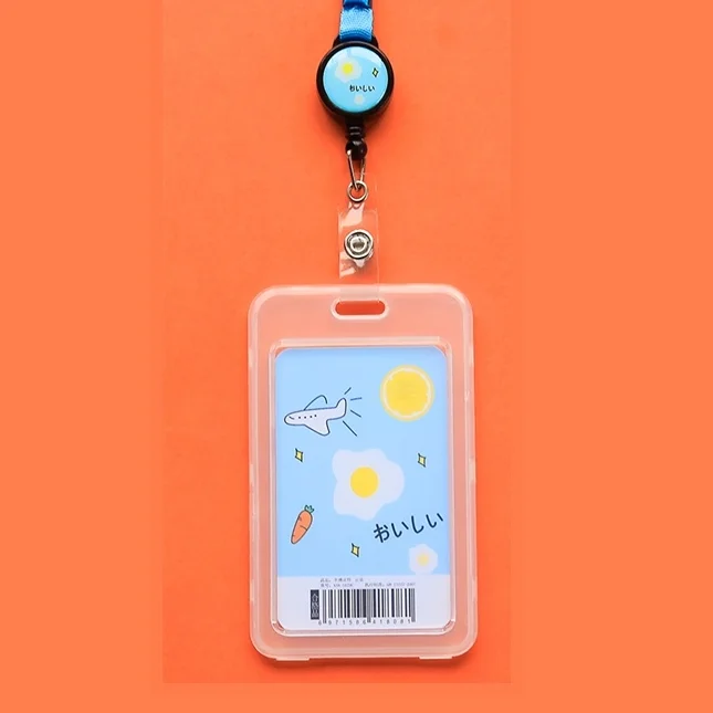 

Transparent Employee's Staff Work Card Holder with Retractable Badge Reel ID Badge Card Cover Business Security Pass Tag Lanyard