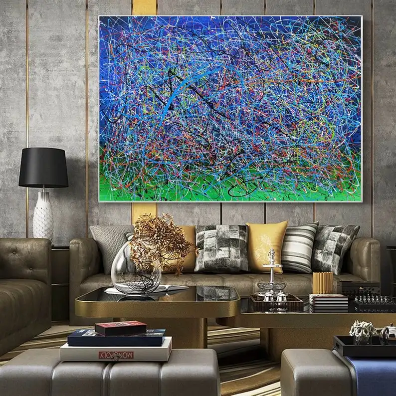 

Оригинальная Абстрактная живопись, большая абстрактная масляная живопись, разноцветная большая живопись, Экстра большая картина на стену, ...