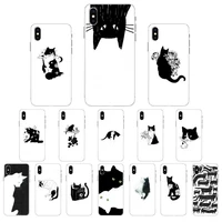 yndfcnb art of black and white cat phone case for iphone 13 x xs max 11 12 pro max 6 6s 7 7plus 8 8plus 5 5s xr se 2020 case
