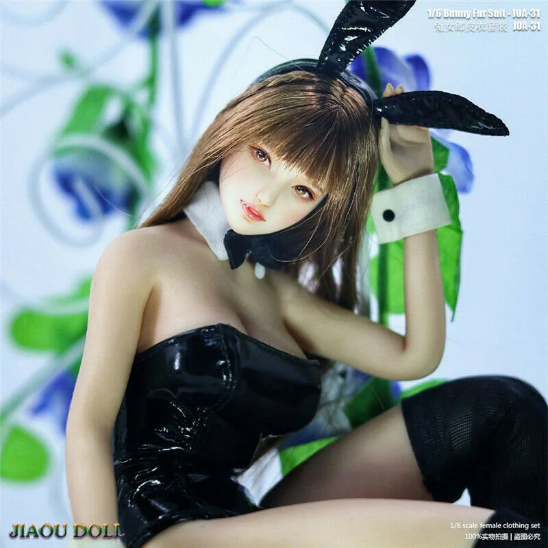 

JIAOU DOLL 1/6 Bunny Girl Clothes Suit JOA-31 Leather Tight Bodysuit Fit 12'' Soldier Action Figure Body