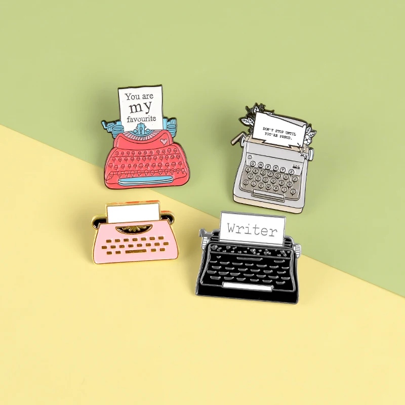 

Vintage Typewriter Cute Enamel Pins "You are my favorite" Brooches Badges Bag Clothes Lapel Pins Couple Jewelry Gifts For Lover