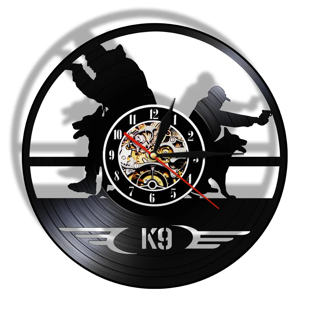 Полиция и военные собаки 3D декоративное искусство часы винтажные виниловые