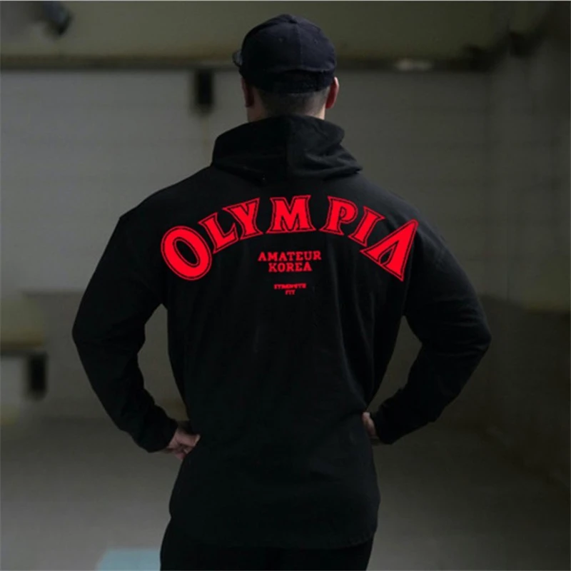 Men's Fashion Print Fitness Sport Casual Hoodie Gym Running Training Muscles Bodybuilding High Quality Cotton Jogging
