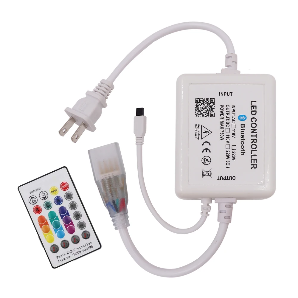 Светодиодный светильник с музыкальной RGB полоской 5050 SMD 220V 110V AC 60 светодиодный 120 светодиодный водонепроницаемый гибкий светильник для украшения дома 24key пульт дистанционного управления