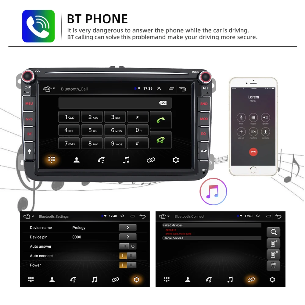 peerce 2 din apple carplay car radio android auto stereo receiver for volkswagen vw passat b6 touran golf polo free global shipping