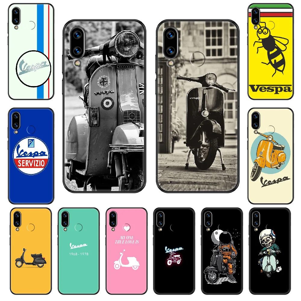 

vespa Scooter Motorcycle Phone case For Huawei Honor Mate 5 7 8 9 10 20 i A X Lite Pro black soft waterproof luxury coque trend