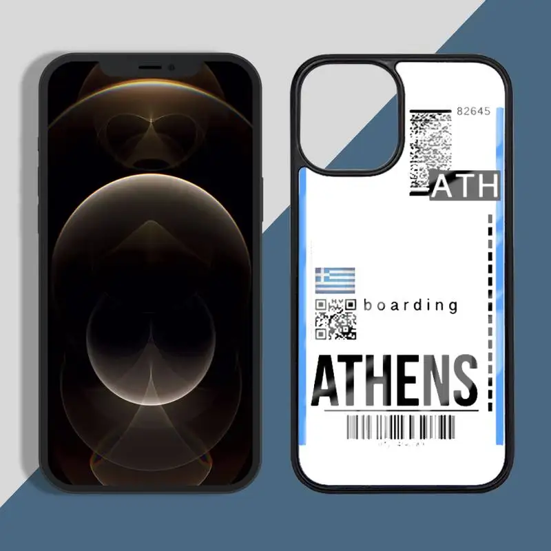 

Air ticket USA city London Paris Tokyo Travel Phone Case for iPhone 11 12 pro XS MAX 8 7 6 6S Plus X 5S SE 2020 XR Hard PC