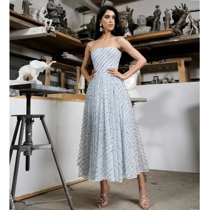 

Новинка 2020, женское платье Dunhuang в европейском и американском стиле, пикантное платье без рукавов и бретелек, платье средней длины с блесткам...