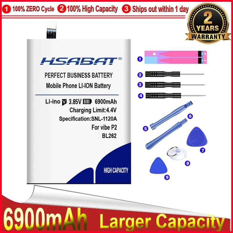 HSABAT 0 цикл 6900 мАч BL262 Аккумулятор для Lenovo Vibe P2 P2C72 P2A42 высокое качество Мобильный