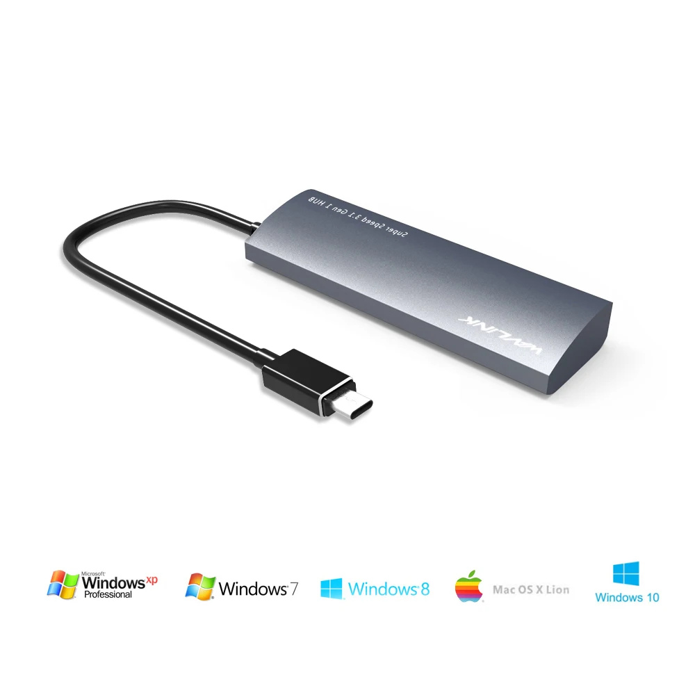Wavlink 4 порта USB C HUB Алюминиевый Супер Скоростной 3 1 Gen 5 Гбит/с Type источник питания