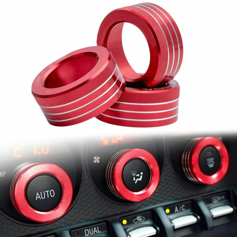 

3pcs AC Knob Control Volume Red Cover Rings Trim For Subaru BRZ FRS Toyota 86 New Arrival High Quality