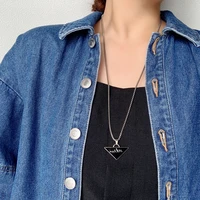 new personality triangle geometric letter sweater necklace 2021 retro tide brand niche hip hop sweater chain pendant necklace