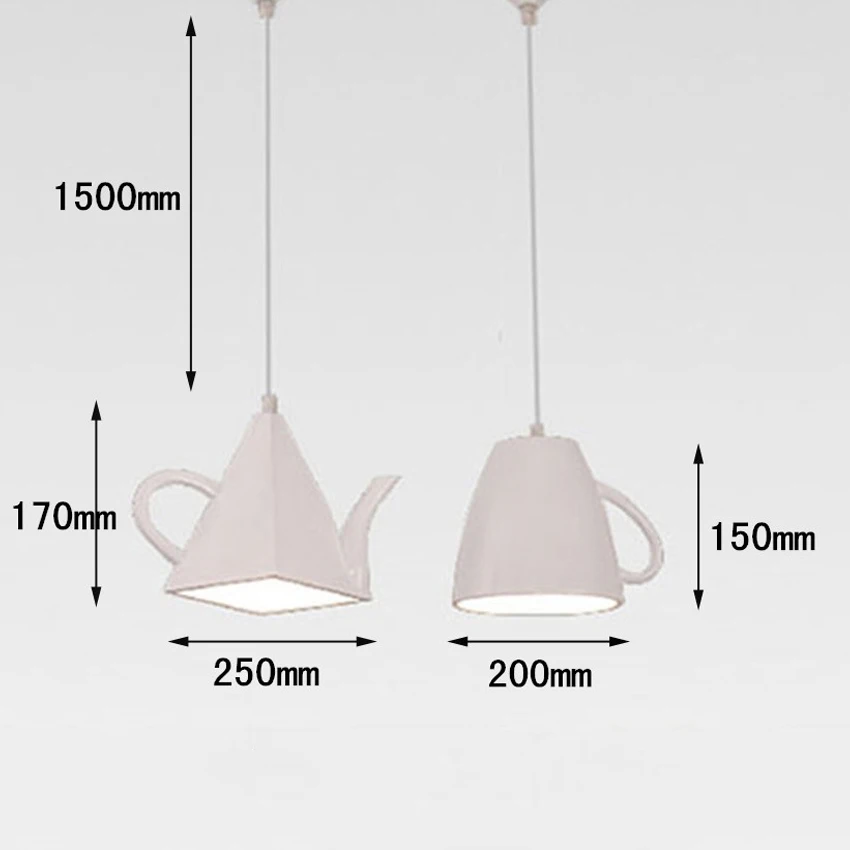 

Modern Resin Creative Droplight,Teapot shape lampshade E27 holder White/Black/Red Pendant Light for Restaurant Hanging lamp deco