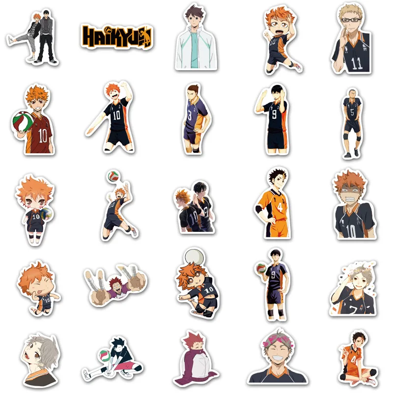 10/30/50 Uds voleibol Anime adolescente Ni&ntilde;o de dibujos animados de juguete maleta impermeable casco para port&aacute;til grafiti skate pegatinas venta al por mayor-5