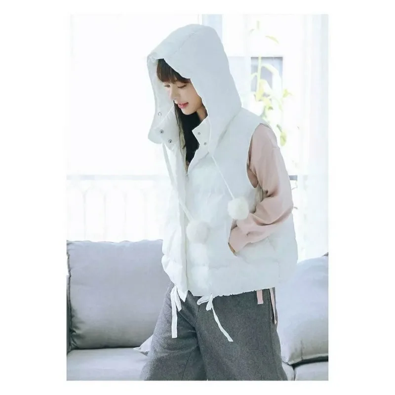 

Fall Winter New Solid Color Cotton Padded Vest Female Short Korean Version Loose Temperament Fresh and Sweet Vest Jacket Female