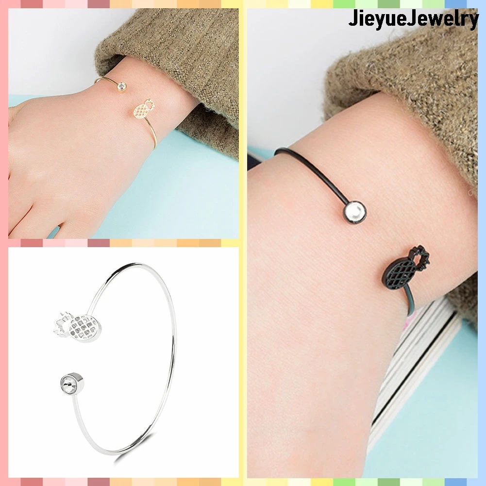 Новая мода Стиль 3 Цвет ананас Открытые Браслеты из нержавеющей стали для женщин