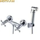 Бесплатная доставка распылитель для биде с хромированной отделкой смеситель с двойной ручкой Настенный роскошный смеситель для душа для ванной комнаты YT-5321