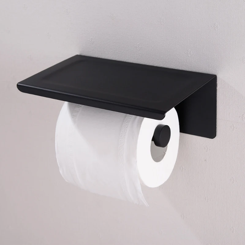 

Mirror Chromed Matte Black Gold Toilet Paper Holder Tissue Roll Hanger Wall Mounted Stainless with Shelf Towel Rack Tissue Boxes