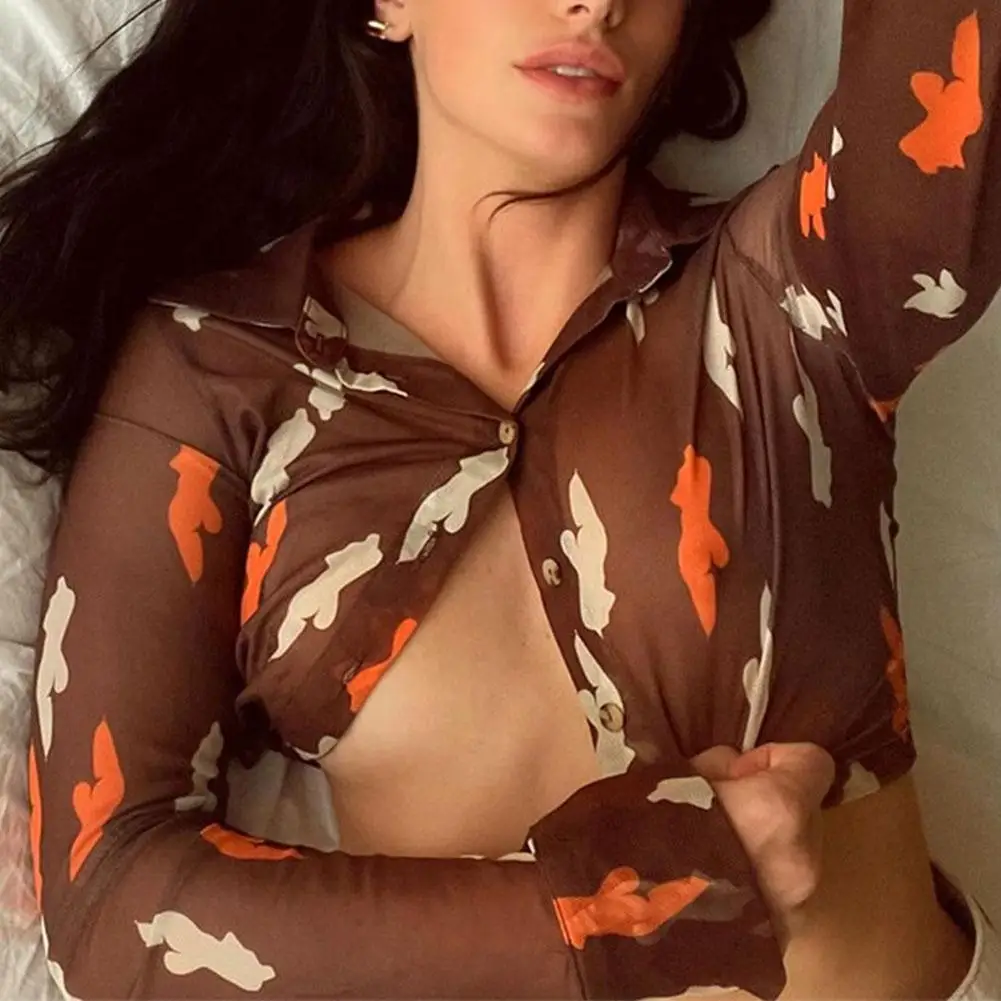 

Printed see-through shirt top