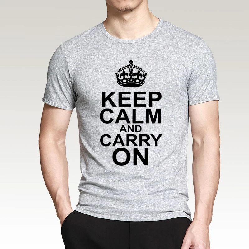 T Shirt Keep Calm And Carry On Tshirt Letters Printed Men Shirts Summer Black White Cotton Tee T-Shirt Mens Tops Tees Tshirts | Мужская