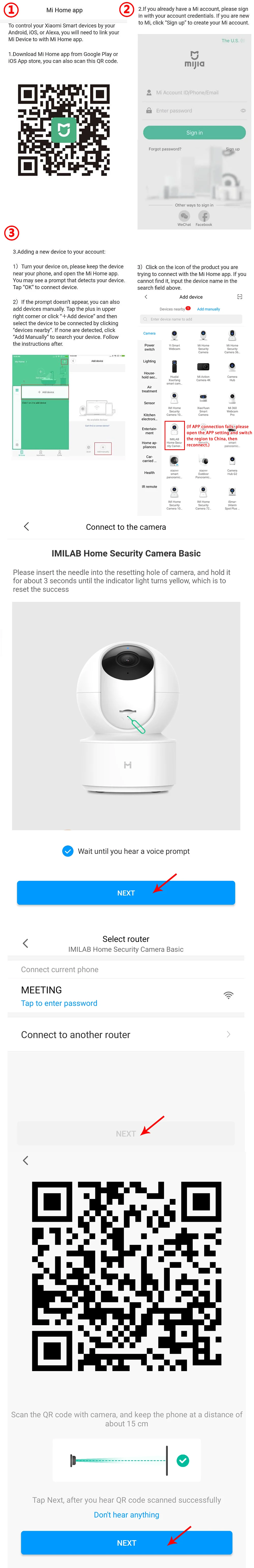 CN версия Xiaomi IMILAB умная камера инфракрасного ночного видения 360 градусов панорамный 1080P умный дом беспроводная камера приложение пульт дистанционного управления