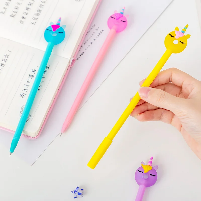 

20 Pcs Creative Donut Unicorn Gel Pen for School Materiais Escolares Black Student Wholesale Pens Kawaii School Supplies