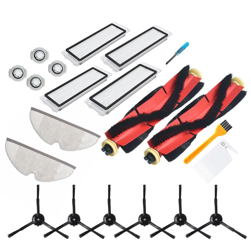 

Detachable Cleaning Tools For Xiaomi/Stone/Roborock T4 T6 S55 S6 Vacuum Cleaner Parts Main Brush+Side Brush+Filter+Mop Cloth Kit