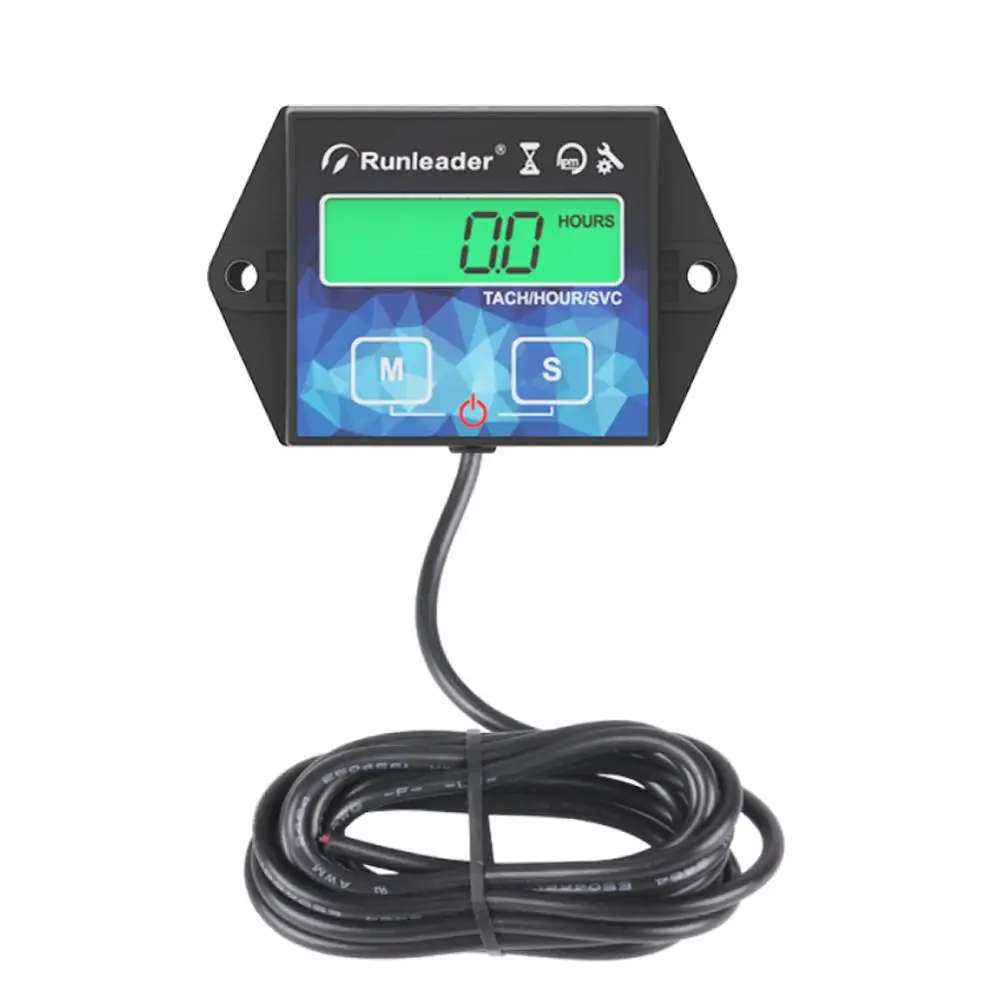 

Small Digital Engine Tachometer Backlight Inductive Hour Meter Gauge Track Oil Change for Boat Lawn Mower Motorcycle Outboard