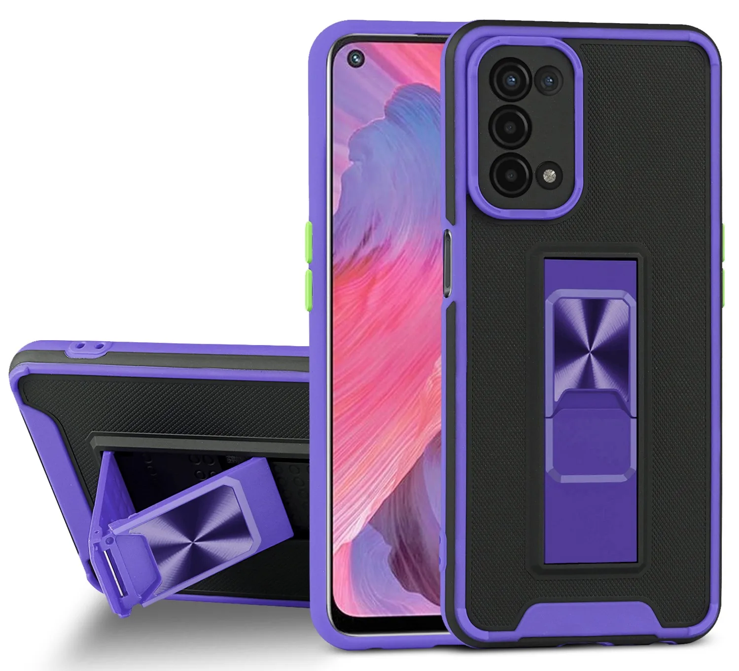 

Armor Shockproof Protect Phone Case For Oppo A15 A15S A33 2020 A53 A53S A94 4G A93 A73 A74 5G A54 Car Magnetic Kickstand Cover