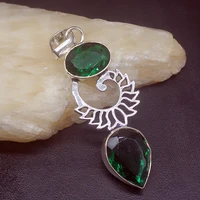gemstonefactory jewelry big promotion 925 silver dazzling hot sale emerald green topaz women ladies gifts necklace pendant 1019