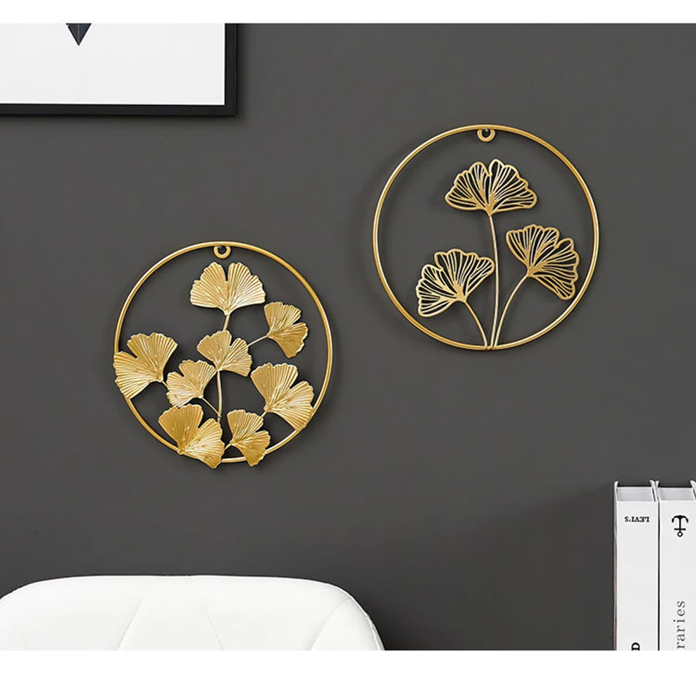 

Golden Ginkgo Leaves Wall Decoration Nordic Style Leaves Wall Hanging Punch-Free Living Room Wall Pendant Home Decoration