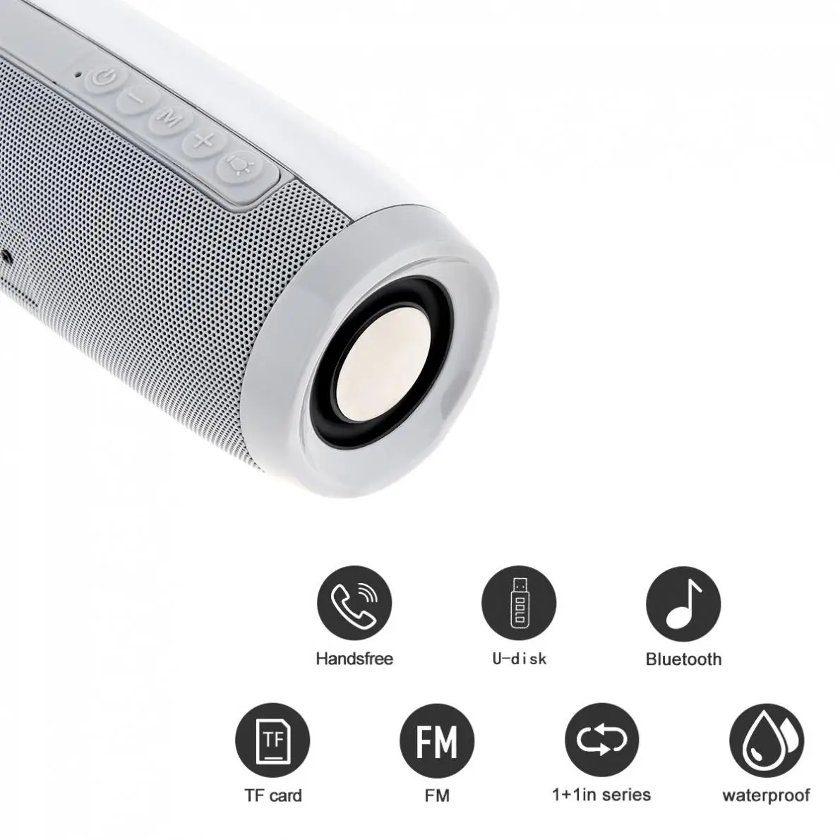 

Mini Outdoor LED Color Light Subwoofer Waterproof Bluetooth Speaker with FM / TF / AUX / USB / Voice Call function for Home