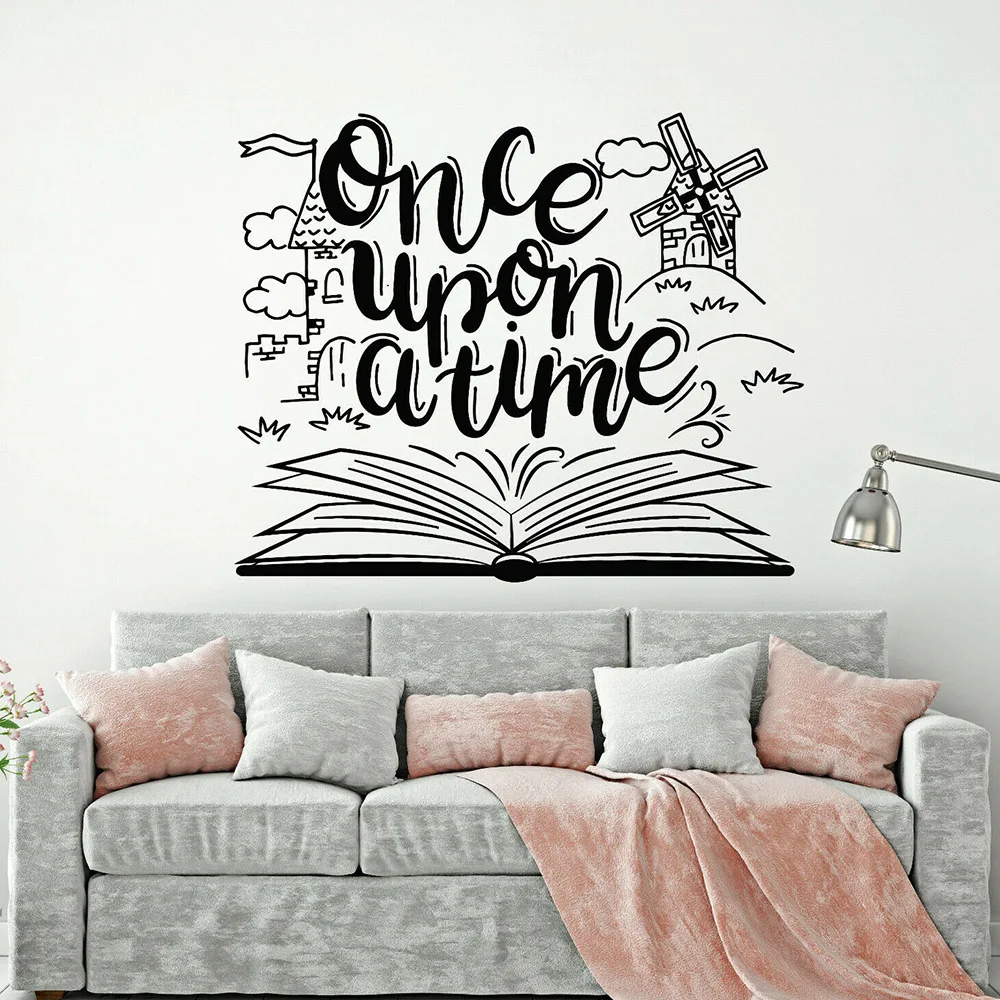 Once Upon A Time Наклейка на стену, детская комната, Сказочная книга, виниловые наклейки на стену, гостиная, украшение для классной комнаты, декор для спальни, C998