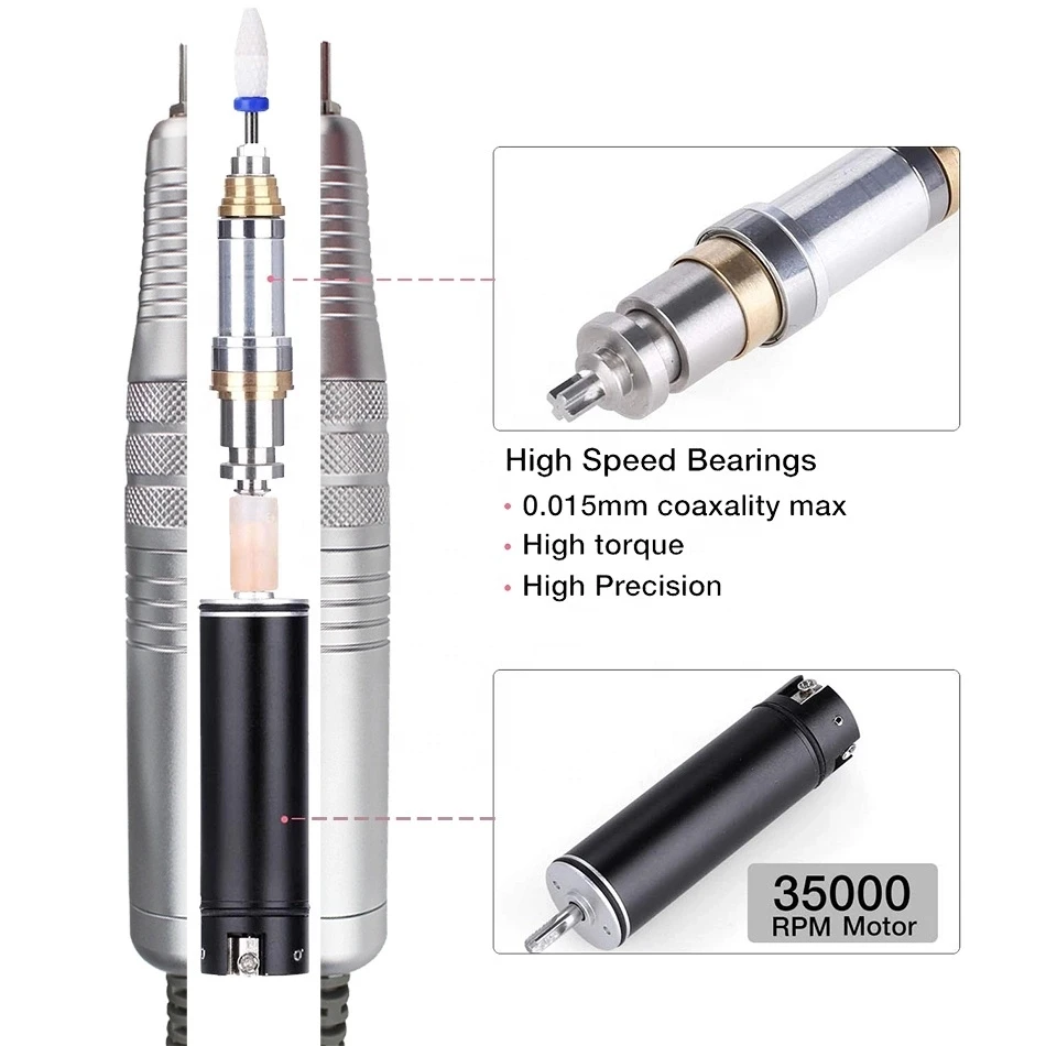 Электрическая дрель для маникюра 65 Вт 35000 об/мин Аккумуляторная педикюра с