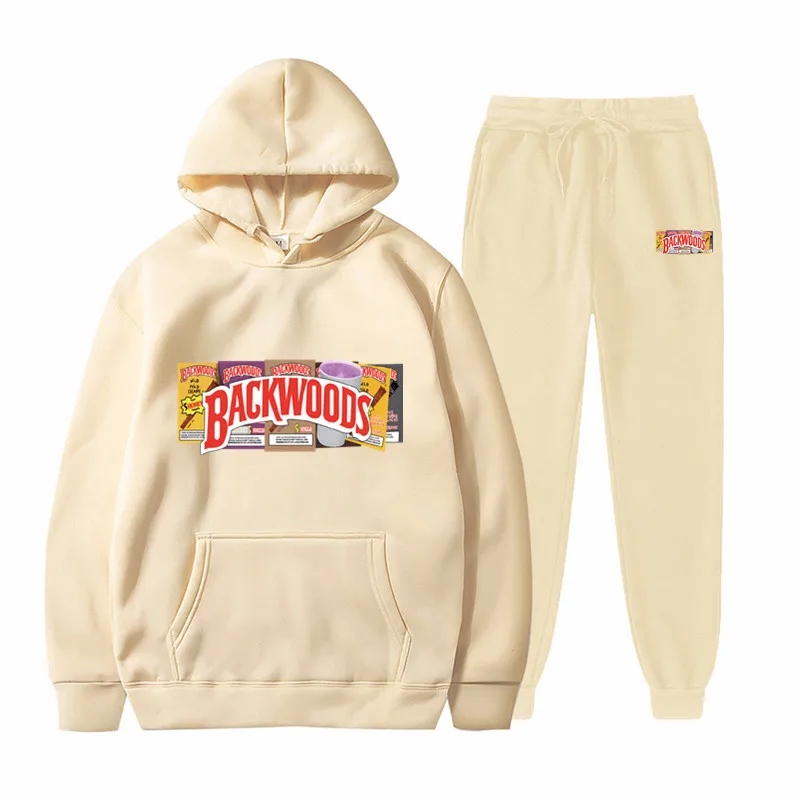 

New brand Backwoods Men's Set Fleece Hoodie Pant Thick Warm Tracksuit Sportswear Hooded Track Suits Male Sweatsuit Tracksuit