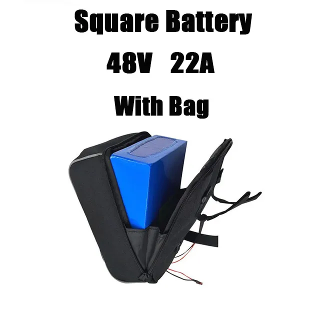 48v 20ah квадратная аккумуляторная батарея, литиевая велосипедная батарея 36v 48 вольт, аккумуляторы с квадратной верхней трубкой, сумка для хранения батарей для горного велосипеда - Цвет: 48V22A with bag