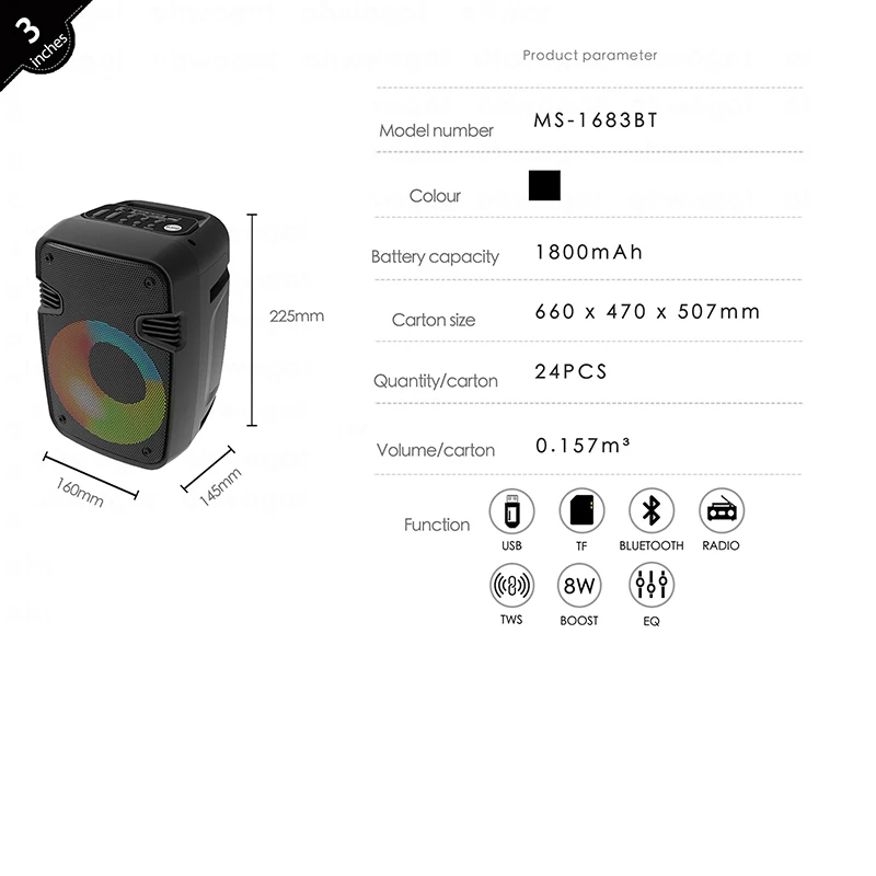 high power wireless bluetooth Portable Outdoor Column bass Powerful BT speaker caixa de som radio altavoces for pc speakers | Электроника