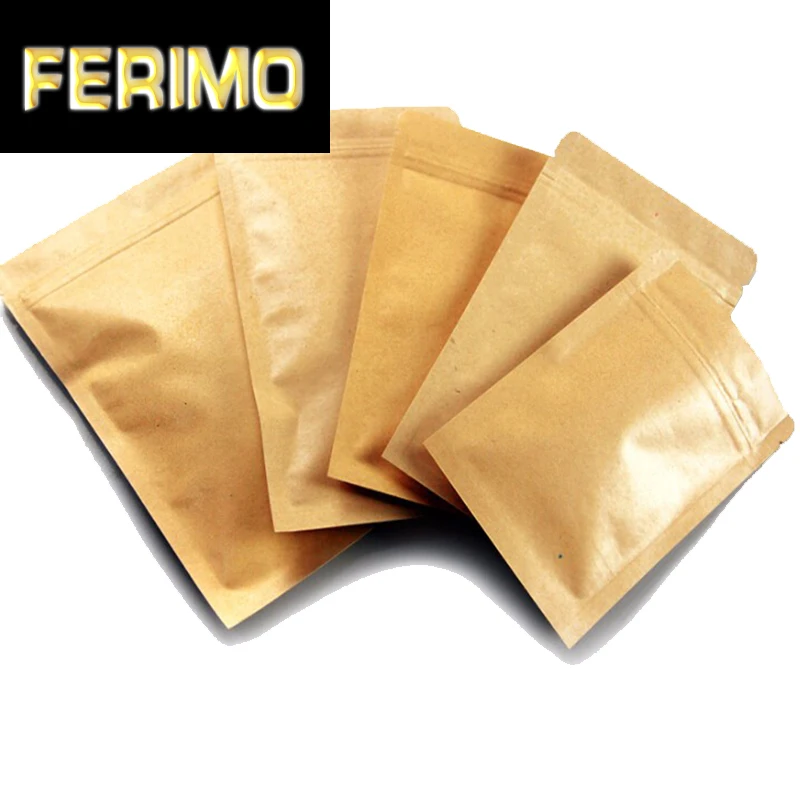 

100pcs 12 size Kraft Paper Doypack Zip Lock Pouch with Aluminum Foil Food Tea Snack Coffee Storage Resealable Ziplock/zipper Bag