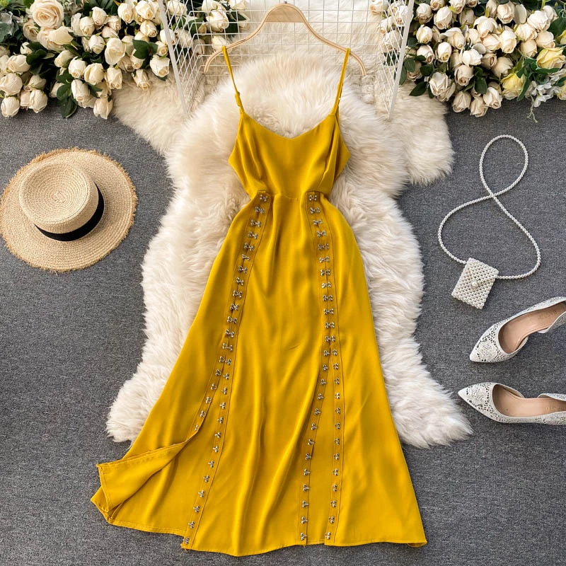 

Уникальный Для женщин и сексуальными тоненькими лямками платье для отдыха на пляже платье Повседневное кнопки шифоновое платье