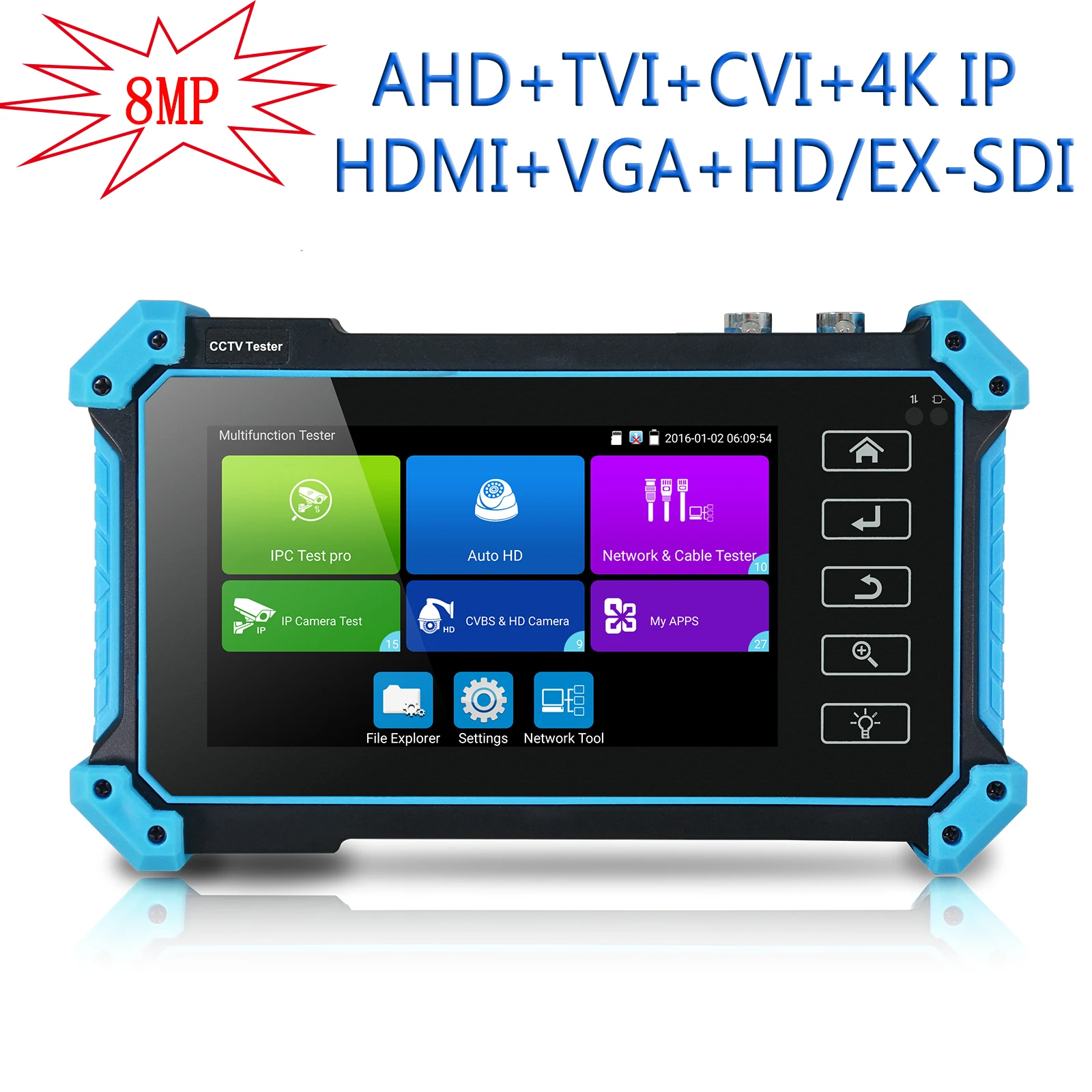 Тестер Скрытого видеонаблюдения Ex-sdi 3G-sdi Cvi Tvi Ahd 8MP Cvbs Аналоговый тестер VGA-in для