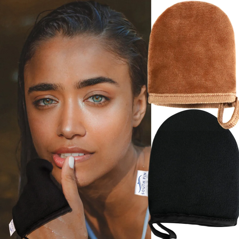 

2pcs Special Flocking Self Tanning Mitts Beach Bathing Tanning Cream Lotion Mousse Body Cleaning for