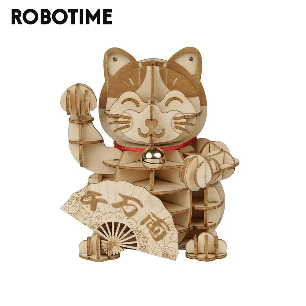 Robotime Новый DIY плютус Кот 3D деревянная головоломка игра сборка лодка игрушка